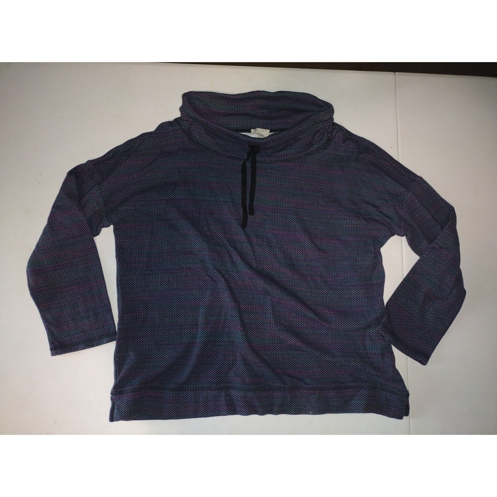Talbots Petite Active Cowl Neck Pullover Top Multi Color Dotted Cotton Size LP